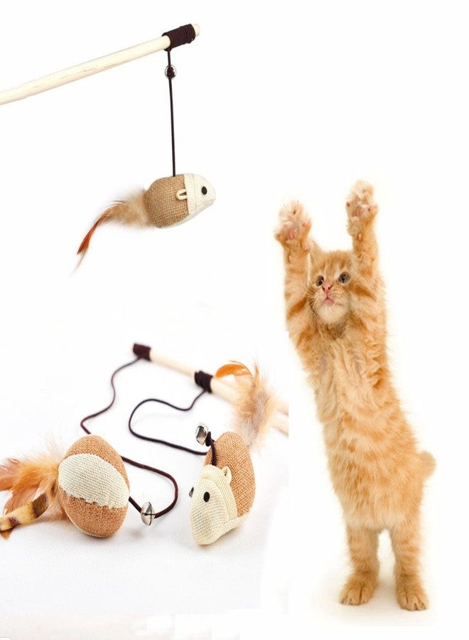 Sage Square 50 cm Jumbo Size Pet Friendly Wooden Cat Toy/Feather Teaser Stick/Training Toy for Cat/Kitten/Puppy (1 Pcs) - Image 1